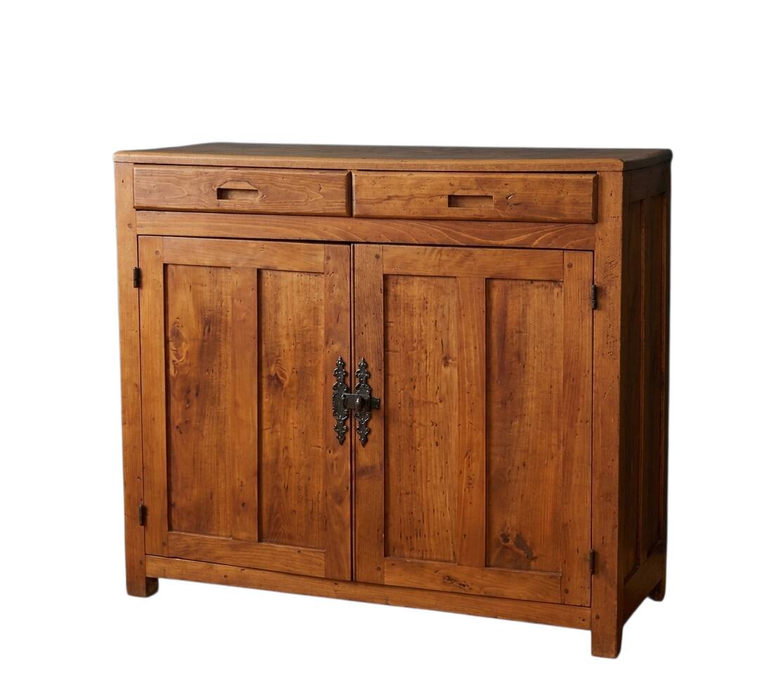 Buffet Parisien en Bois Massif-style Ren-Esprit Brutaliste & Wabi-Sabi