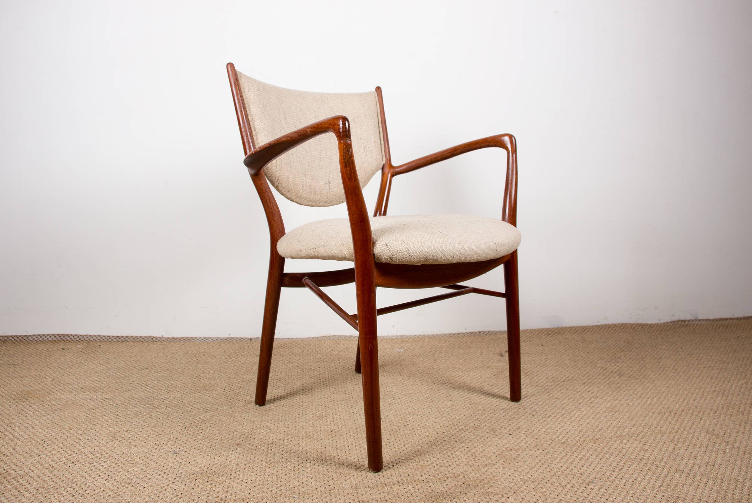 Danish teak and fabric armchair model BO-72, Finn Jhul for Bovirke 1946.