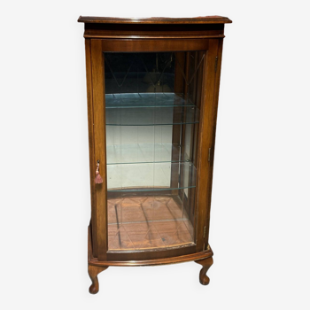Wooden display cabinet with two glass shelves