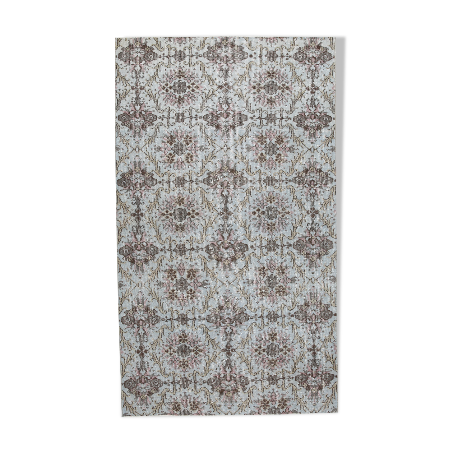 Light blue floral carpet 203x118cm