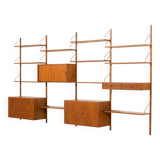Hansen and Guldborg extra wide shelving unit in teak, 1960s