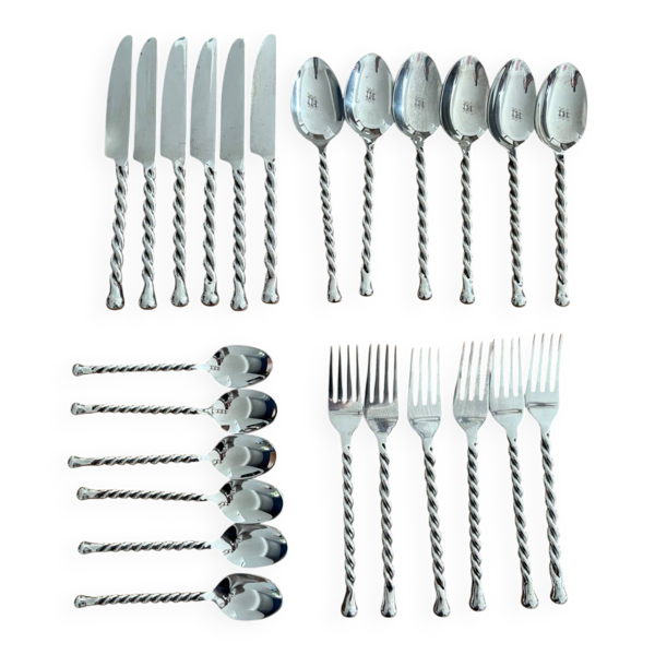 Ménagère  en inox à manches torsadés – Lot de couverts design a