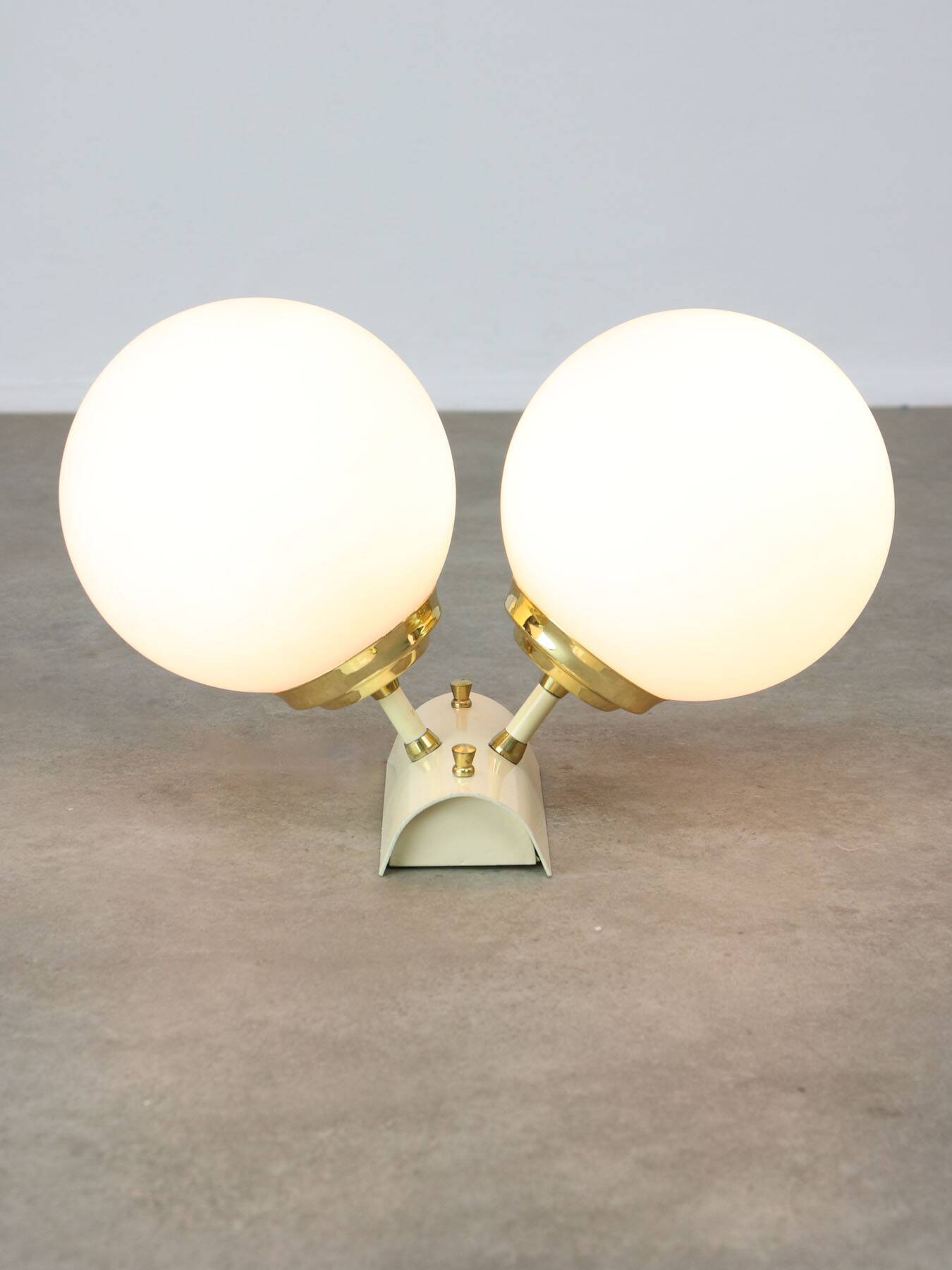 Vintage Italian Brass and Opaline Wall Lamp