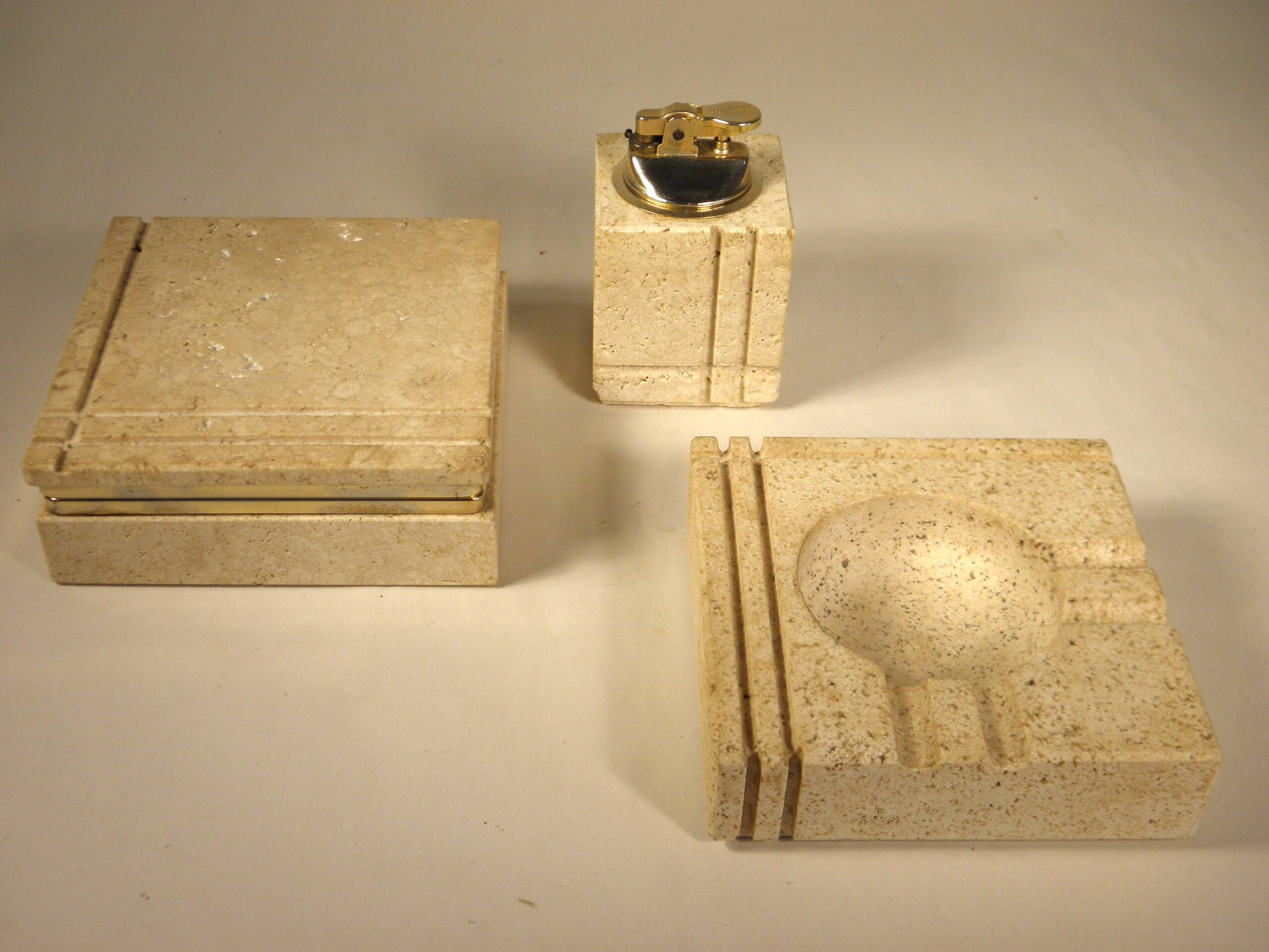 Mannelli travertine smoking set