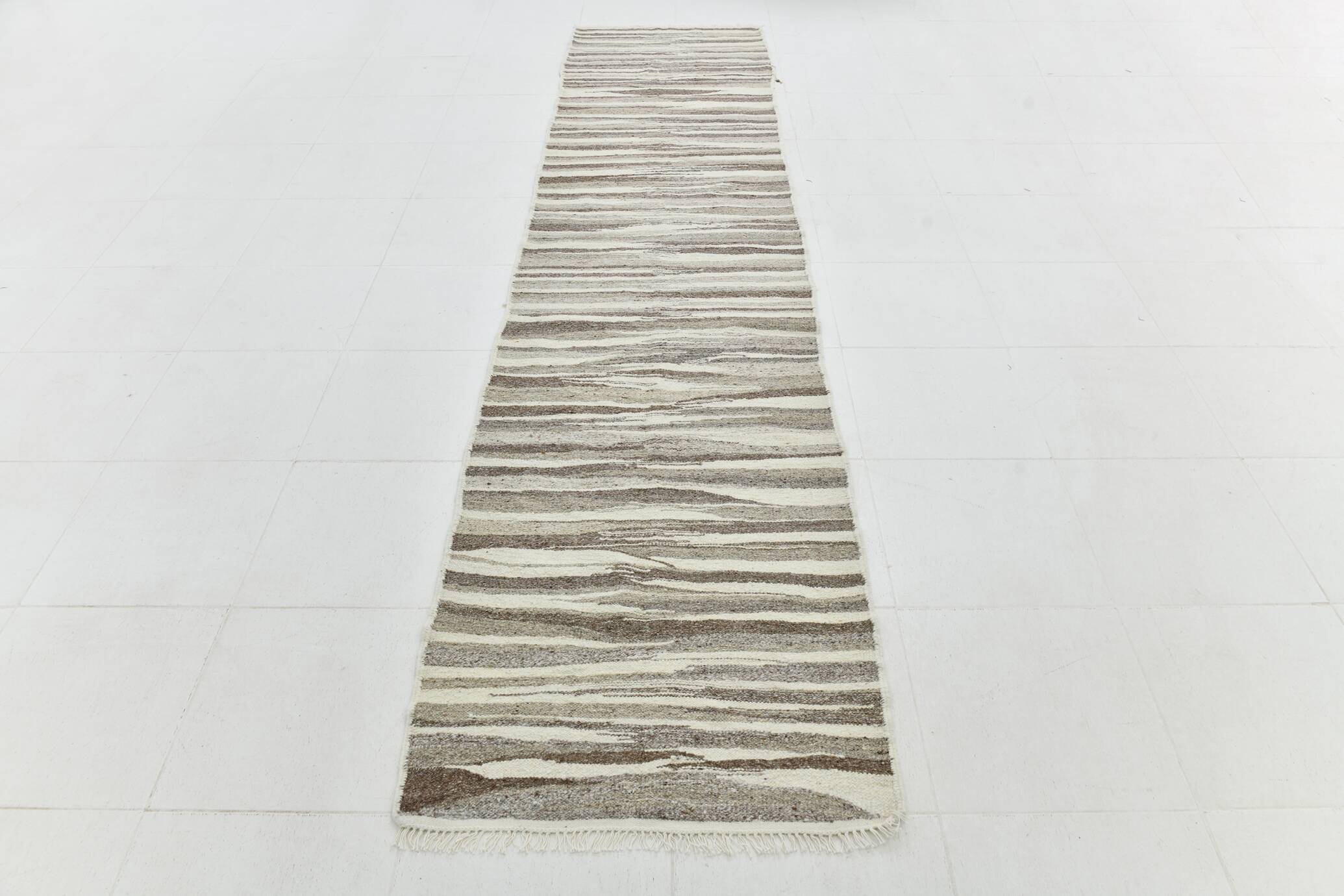 Vintage Ethnic Striped Kilim Runner Rug, 79x356Cm