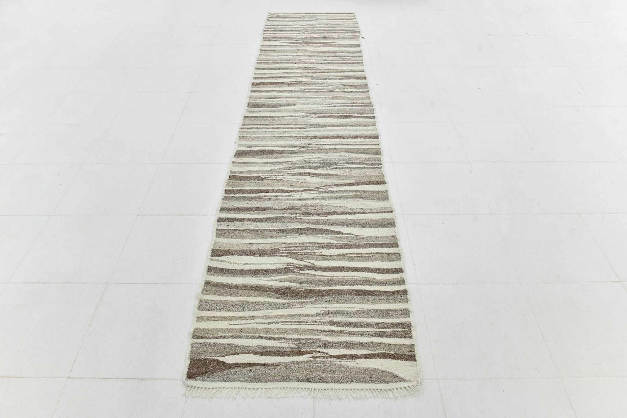 Vintage Ethnic Striped Kilim Runner Rug, 79x356Cm