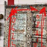 Old antique Indian door from Rajasthan made of old teak wood - functional