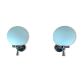Paire d'appliques globes opaline