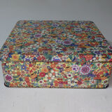 Metal box flowers vintage gold