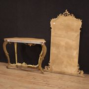 Superbe console italienne avec miroir dans le style Louis XV.