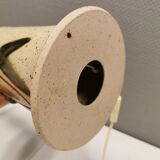 Large ceramic table lamp in beige with "straw" motifs
