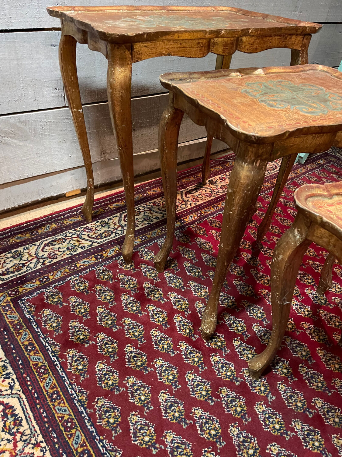 Vintage Italian gilded wood nesting coffee table