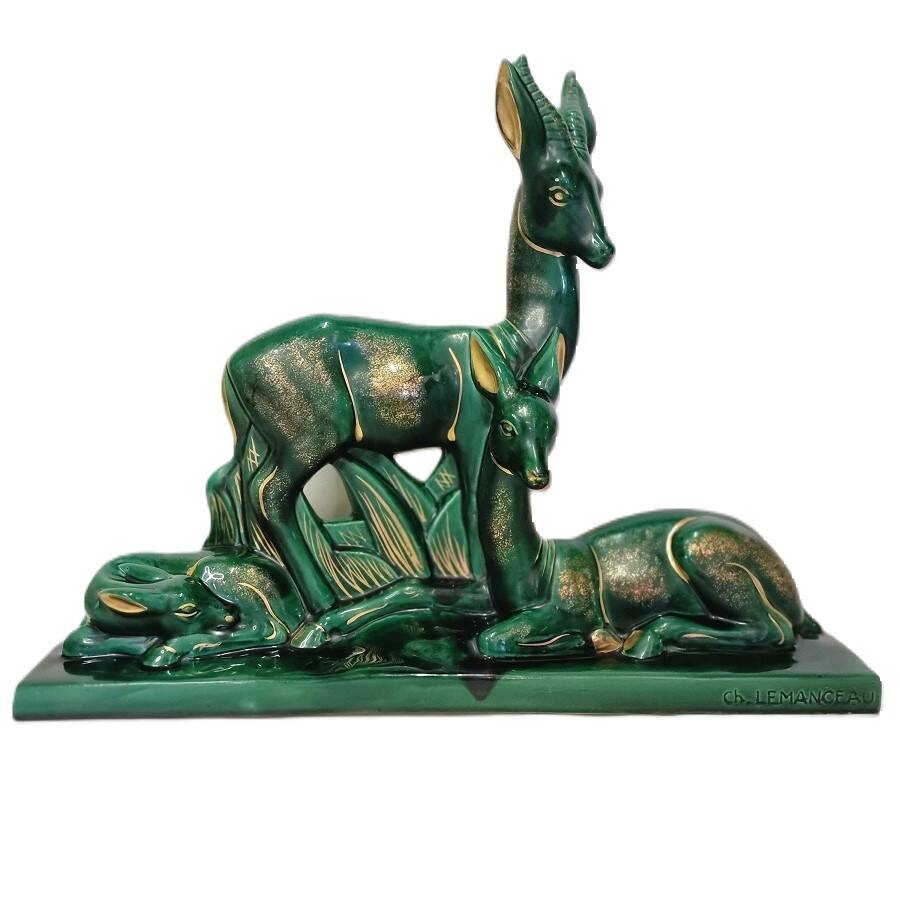 French Ceramic Art Deco Sculpture Of Ch. Lemanceau, 1930s