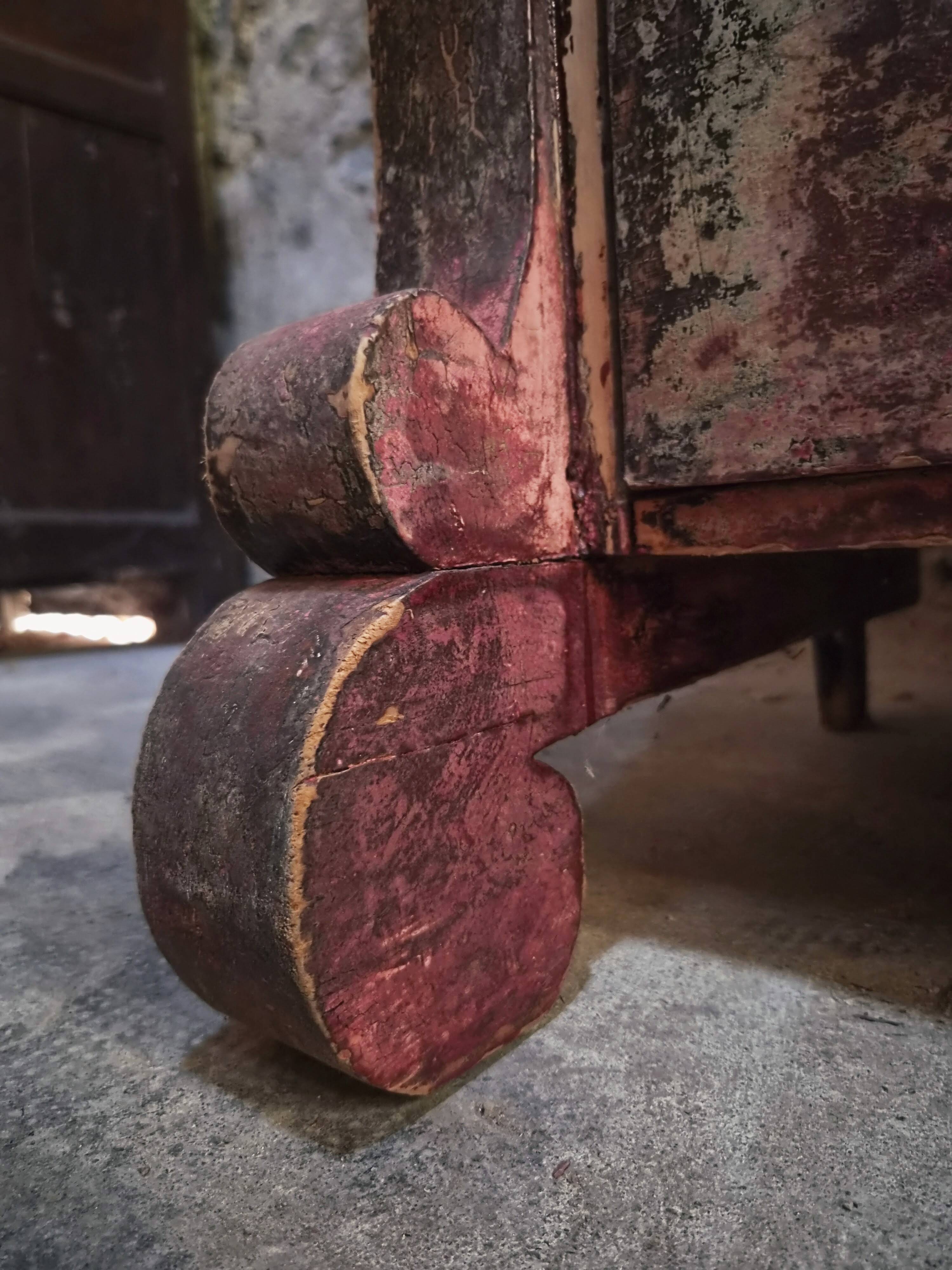 Commode de magasin peinte ancienne française, peuplier et pin, vers 1850–1900