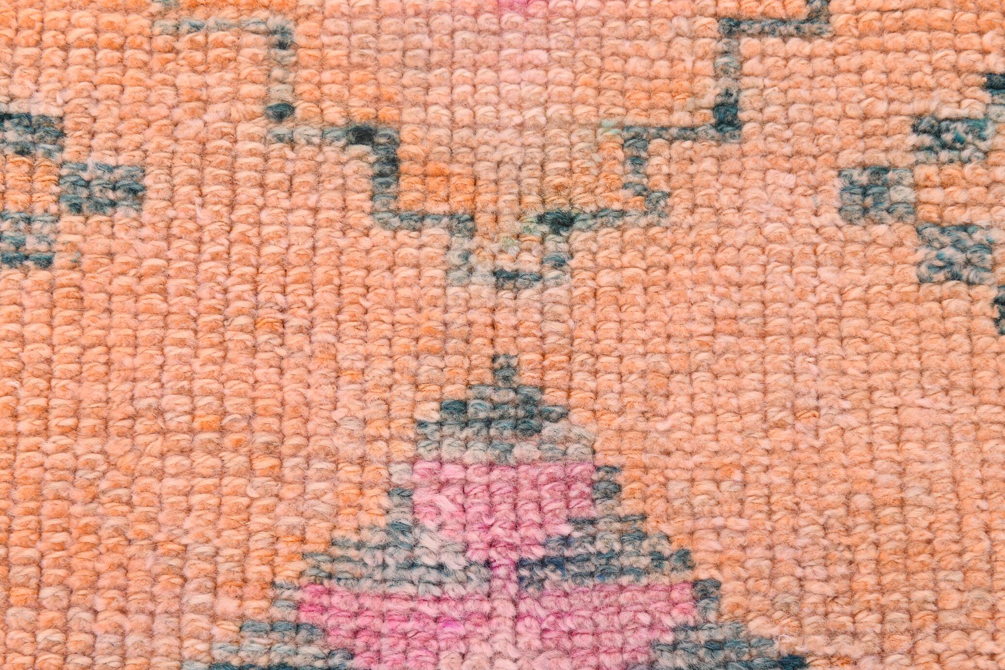 Peach & Pink Hallway Vintage Runner Rug, 84x310Cm