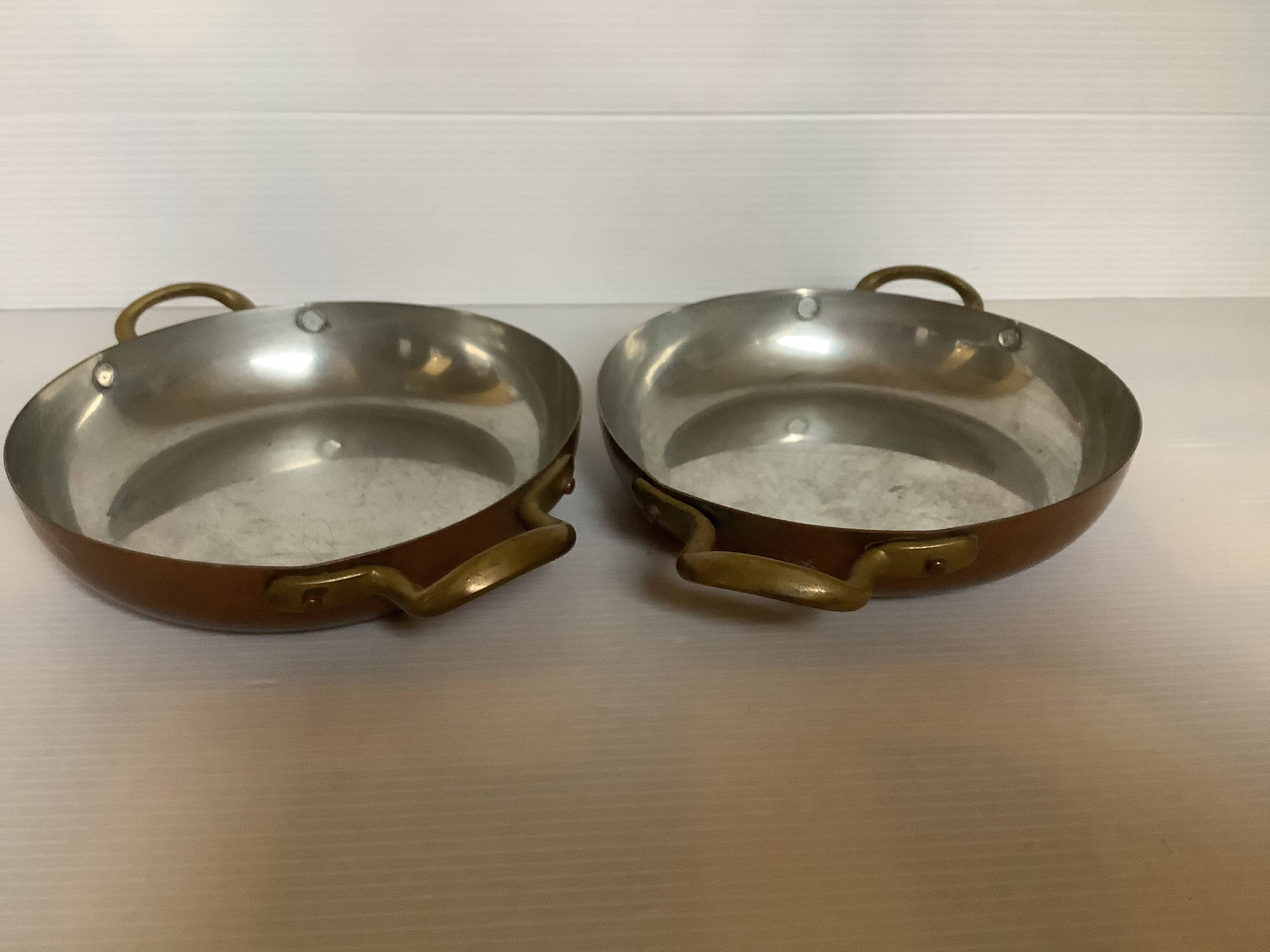 Pair of copper frying pans