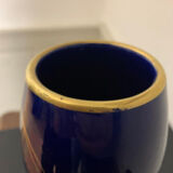 Maurice Pinon Heuze Vase in blue porcelain and gold Art Deco 1920