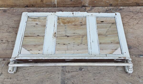 Ancien miroir - étagère triptyque en teck birman