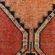 Pomegranate Red & Navy Blue Vintage Runner Rug, Geometric Pattern Runner