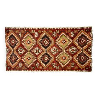 Area kilim rug ,vintage wool turkish handknotted kilim, 290 cmx 151 cm rug