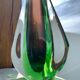 Green and red glass soliflore Sommerso Murano vase 1970