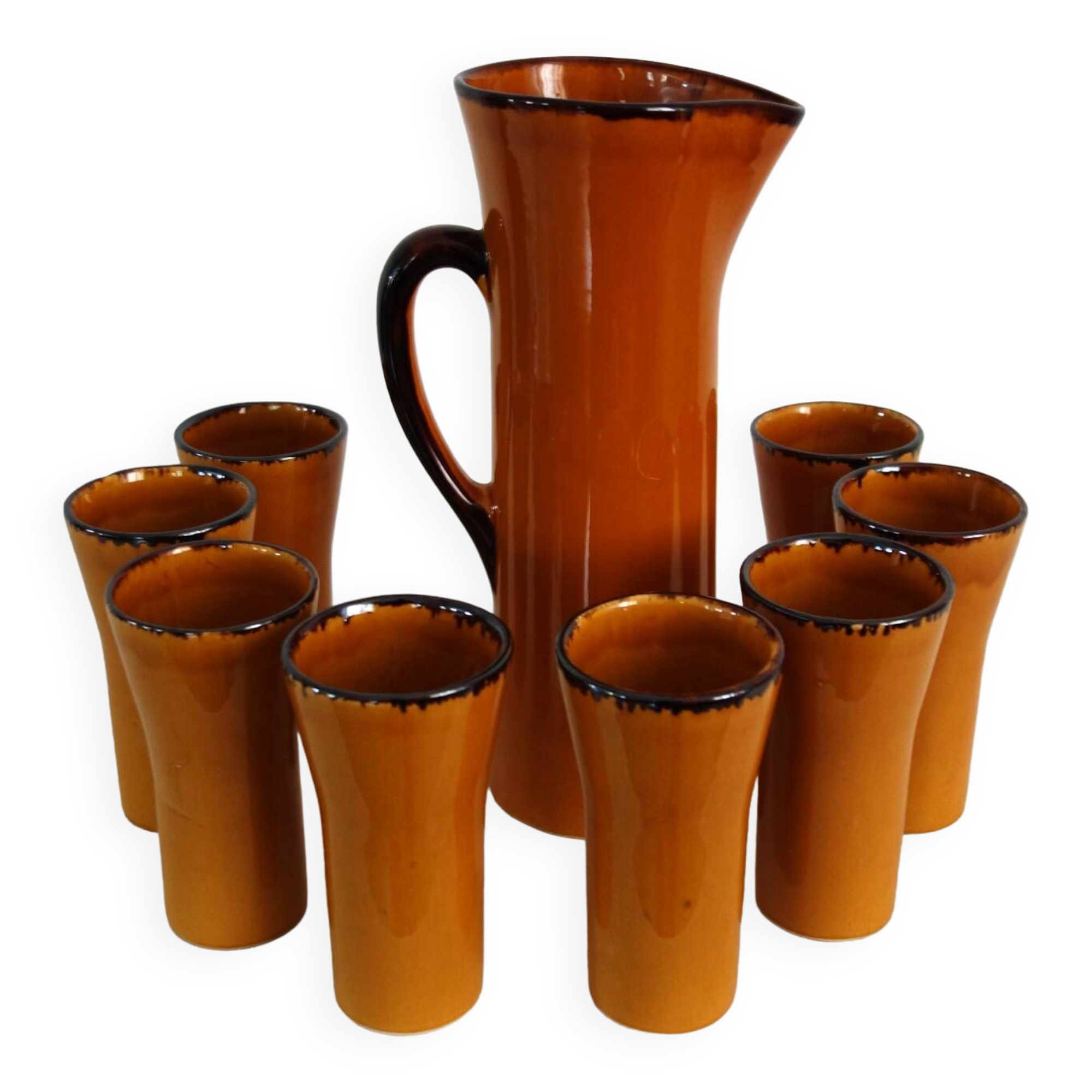 Vintage orangeade service signed Claude Paci, Vallauris, 1970s