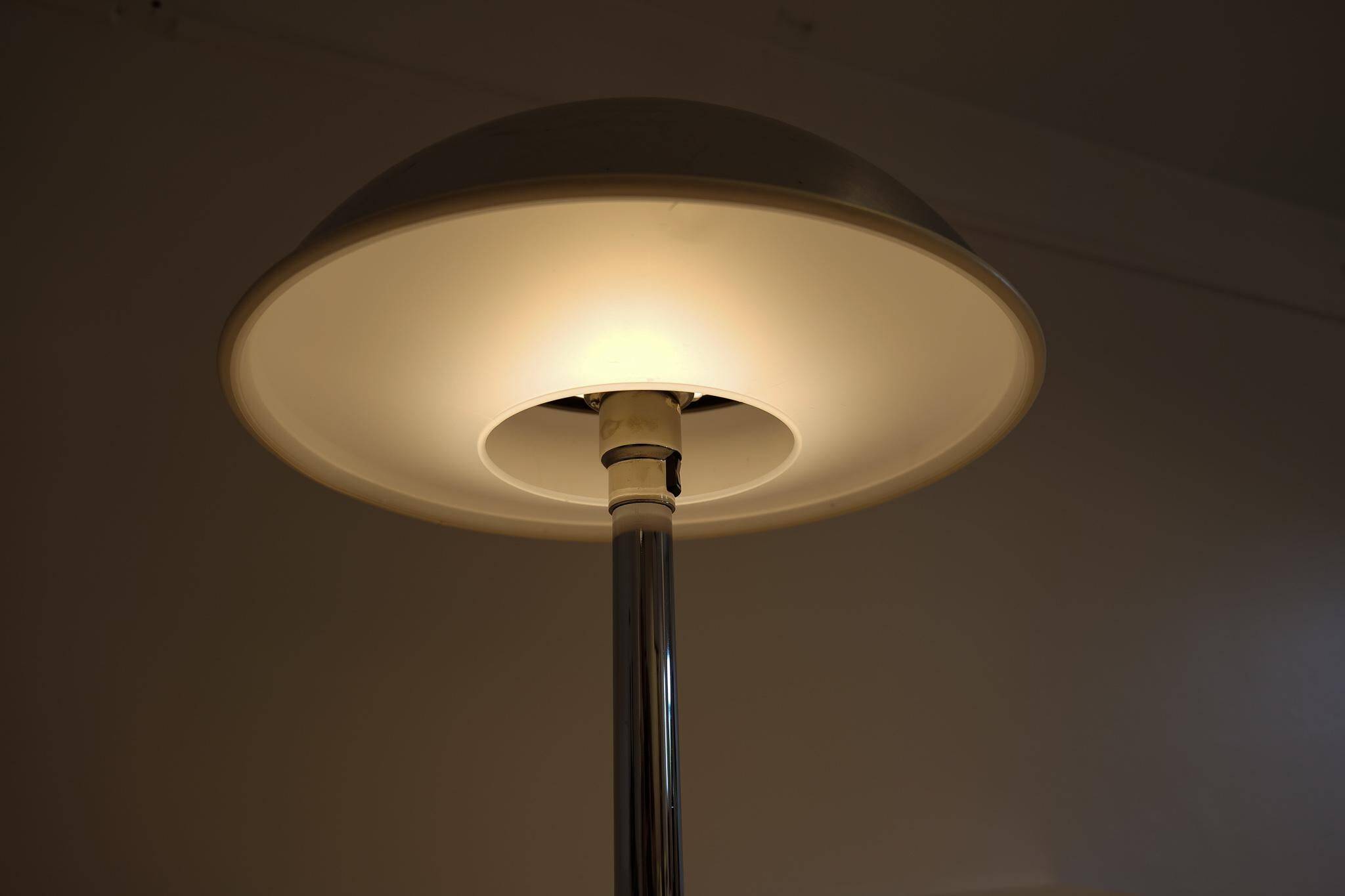 Large Space Age chrome table lamp by Fagerhults, Sweden, 1970s.