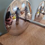 Pair of vintage wall lights in chromed metal and smoked glass, 70s