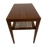Mid century teak and cane side table by Severin Hansen, Denmark 1950s