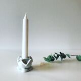pair of white APILCO porcelain candlesticks in the shape of pink flowers