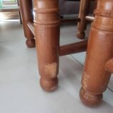 4 chairs and stools, brutalist art, straw and wood