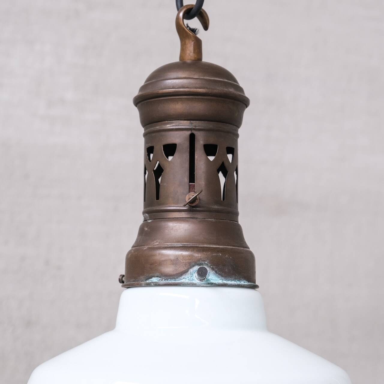 Antique french two tone glass pendant light