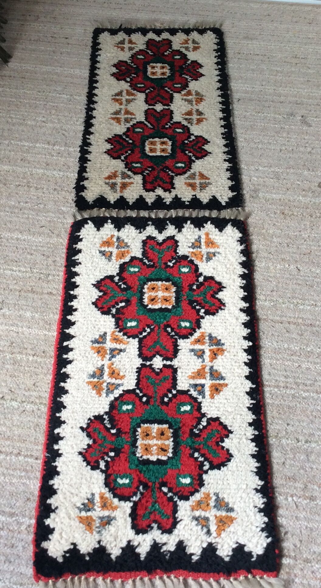 Pair of bohemian wool rugs from the 60s and 70s