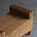 Stool, hocker in rattan and teak, Dutch design, 1970’s