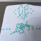 Green CP monogram linen sheet
