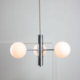 Vintage Italian Chrome and Opaline Chandelier