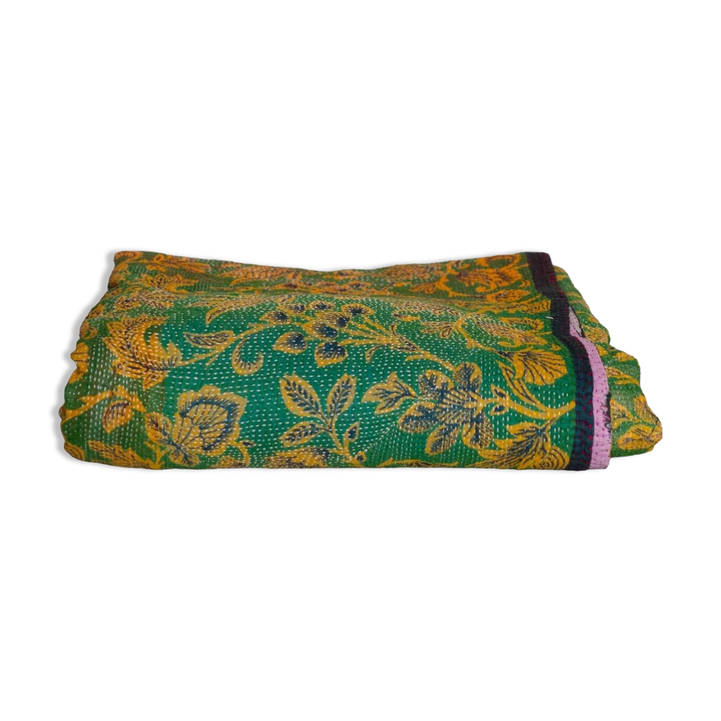 Kantha Sari Bedspread Purple & Green