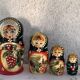 5 Russian matryoshka dolls made of folk and vintage handmade wood