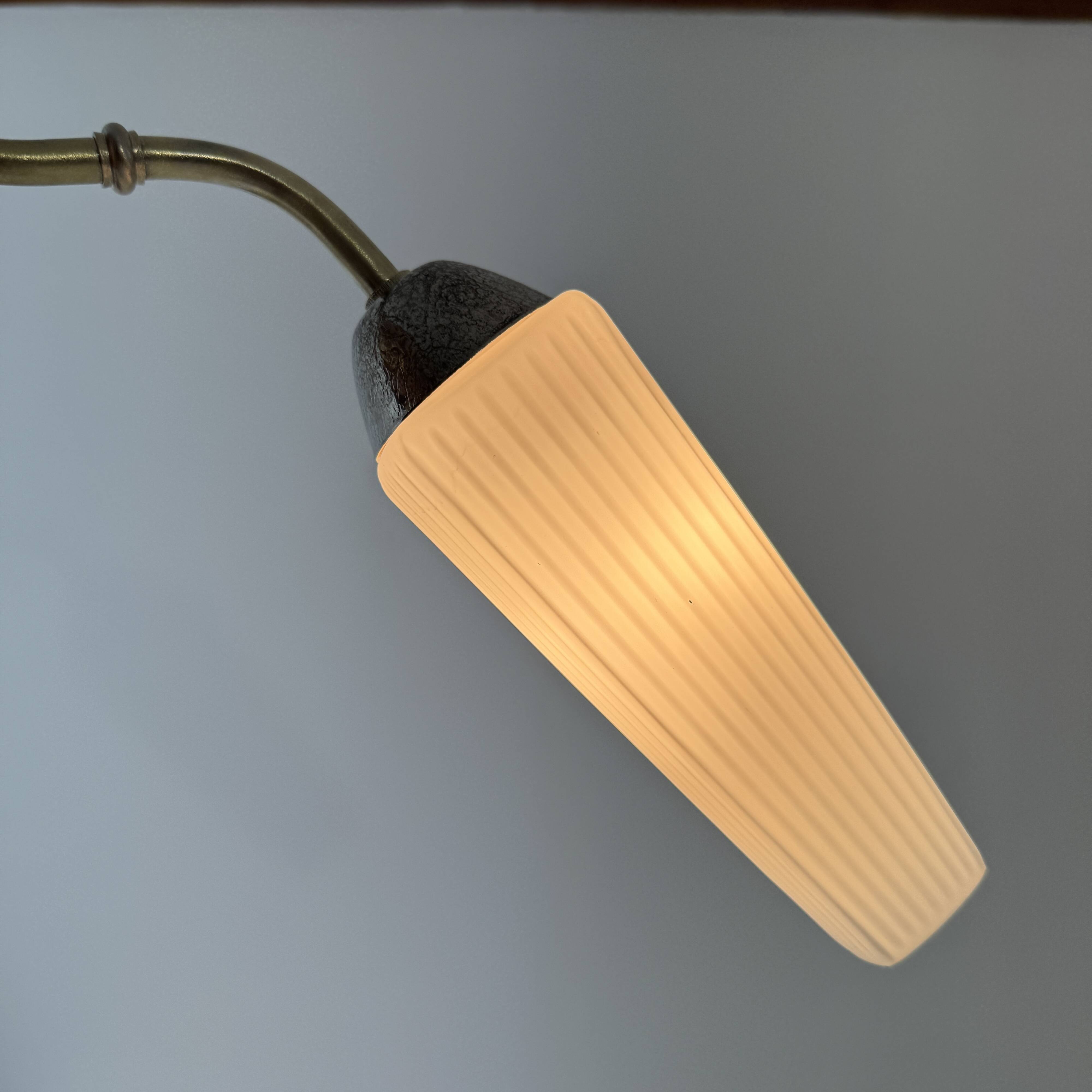 Antique brass and vintage opaline wall light