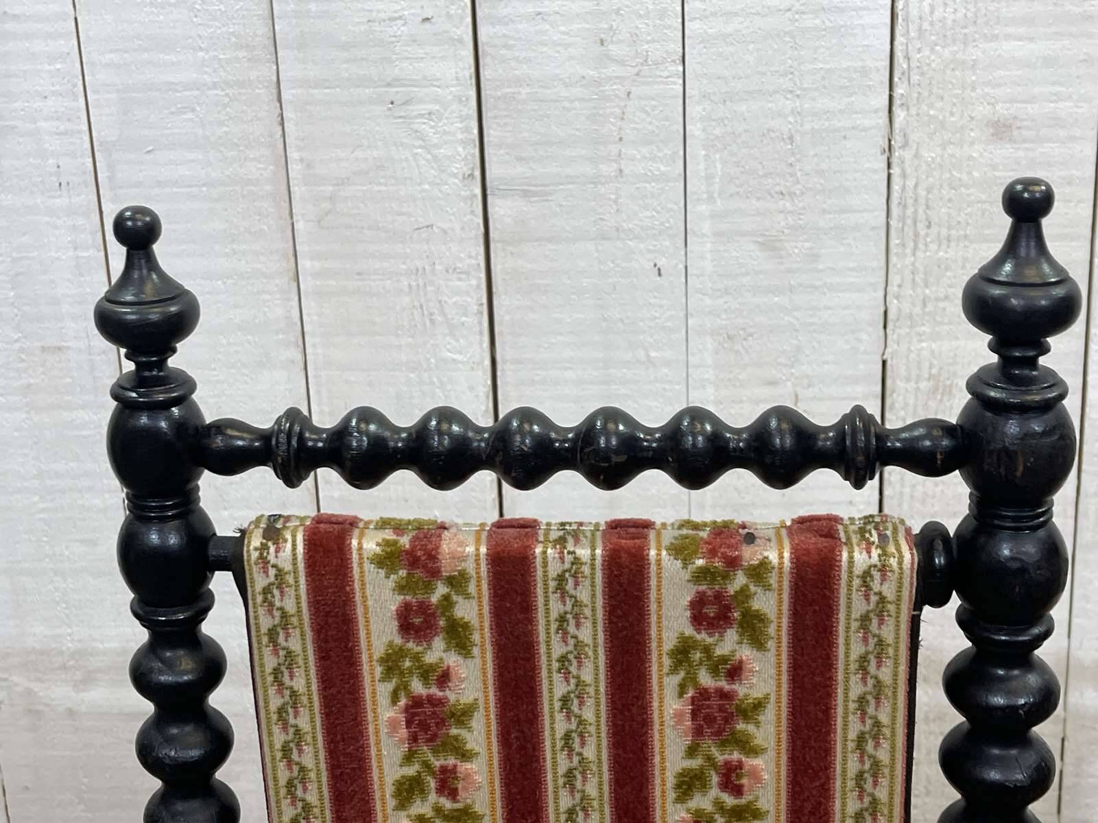 Pair of Napoleon III chairs in turned and blackened wood, late 19th century