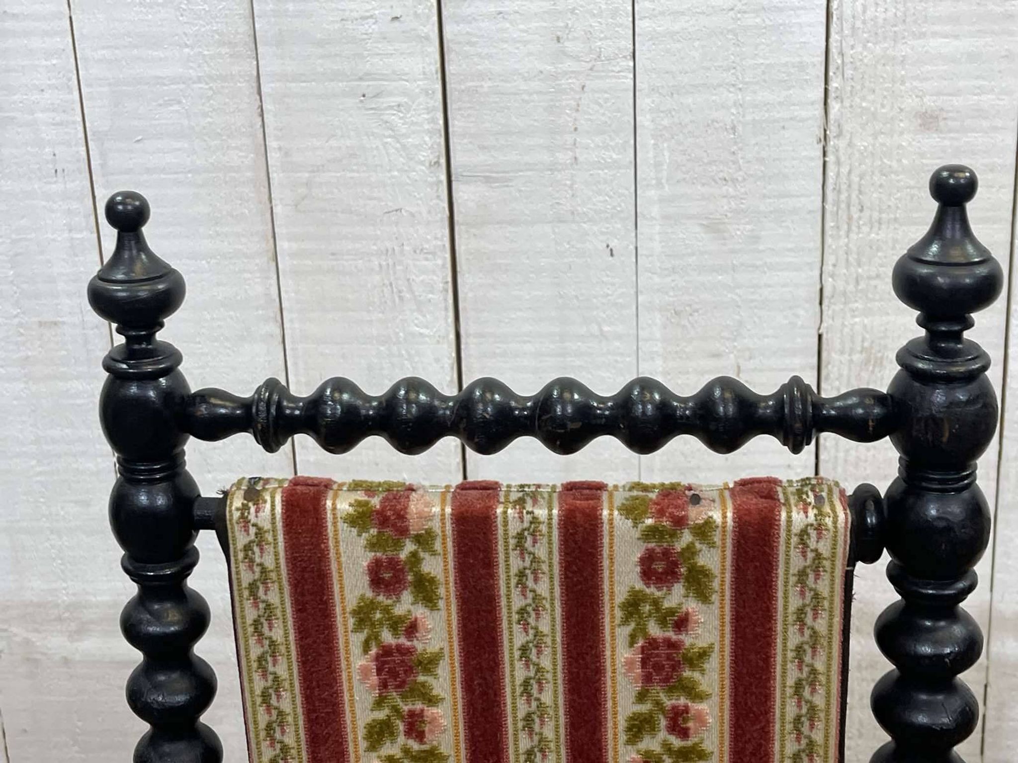 Pair of Napoleon III chairs in turned and blackened wood, late 19th century