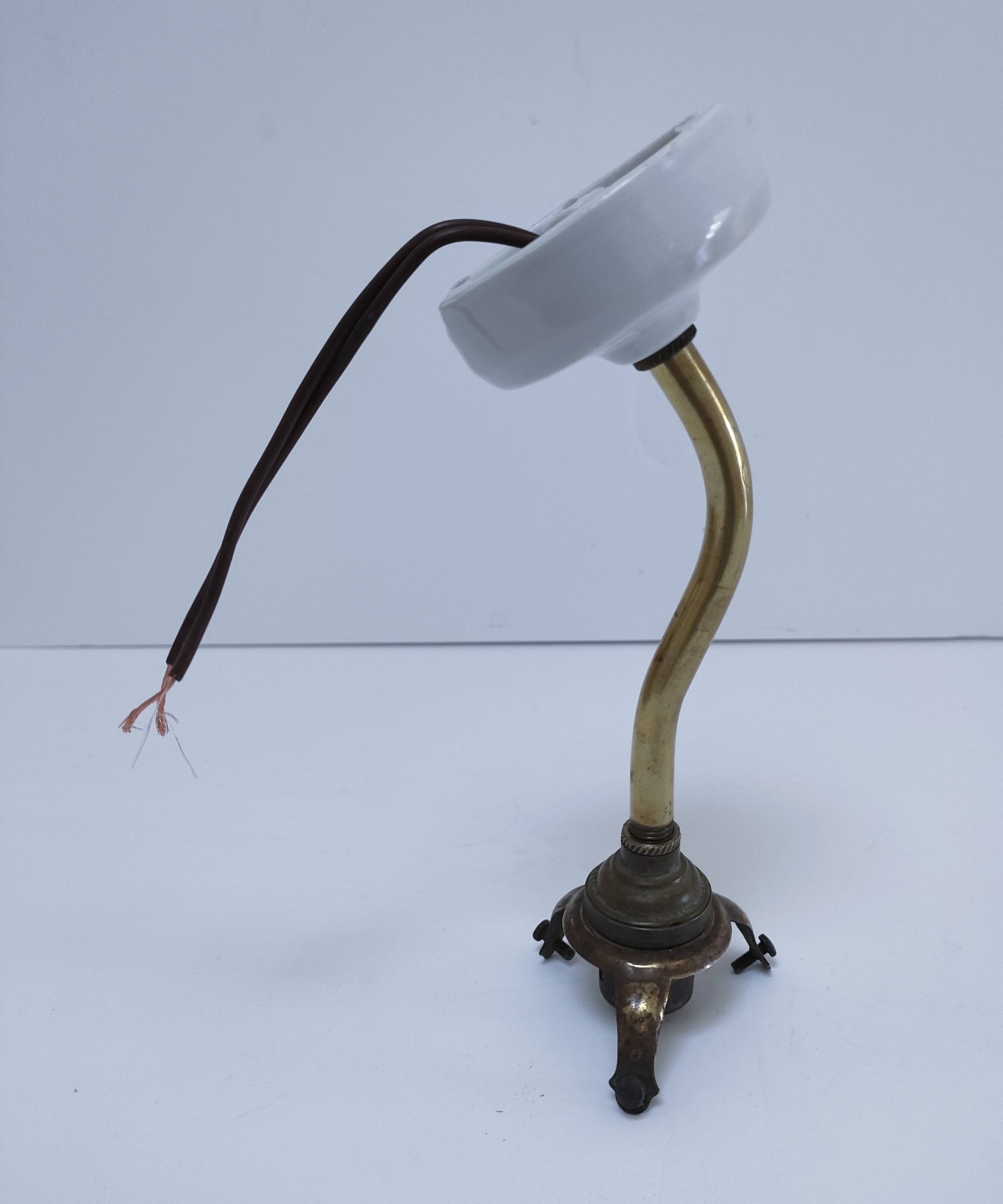 porcelain wall light brass glass holopane early 20th century