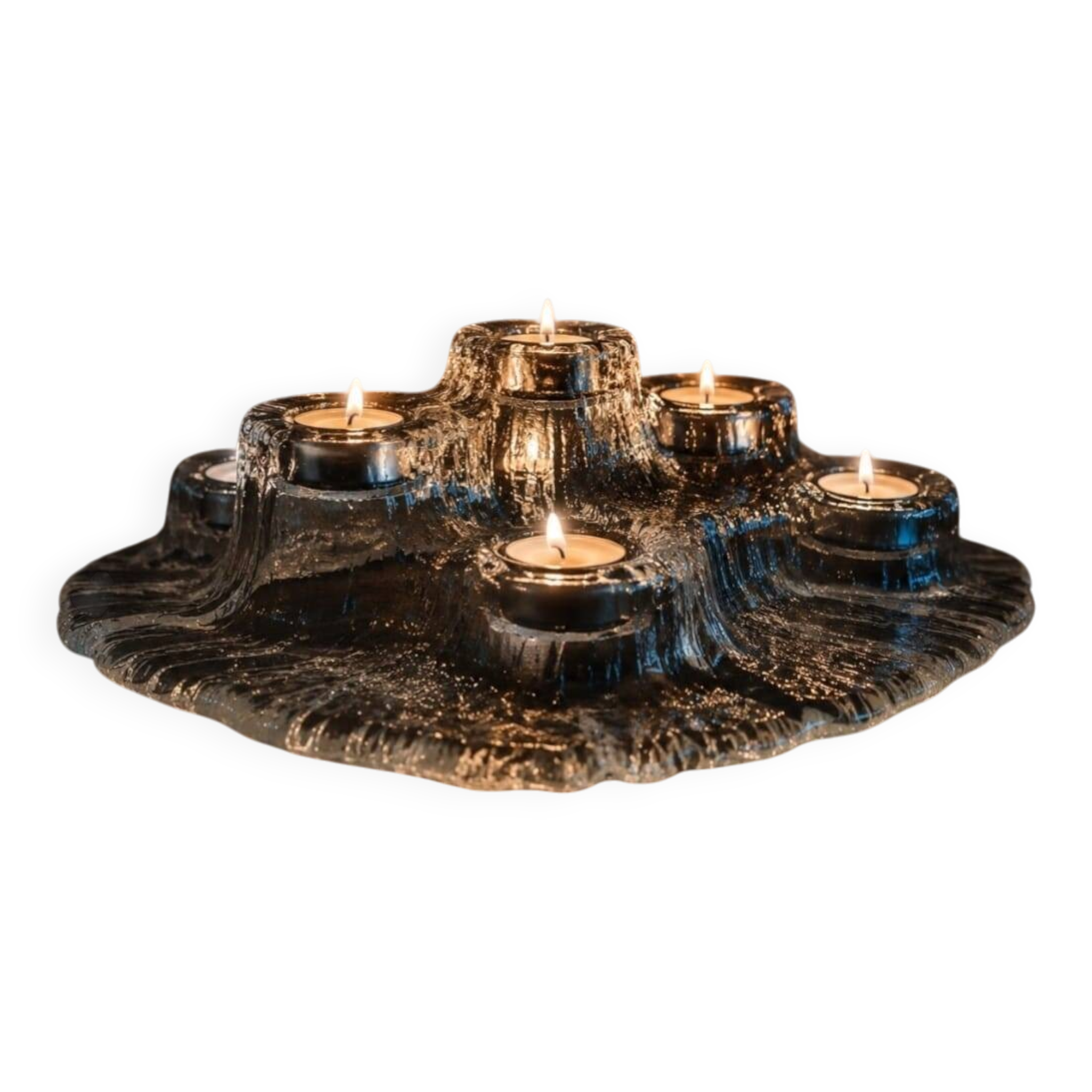 "Volcano" glass candlestick by Pertti Kallioinen for Meri Lasi, Finland