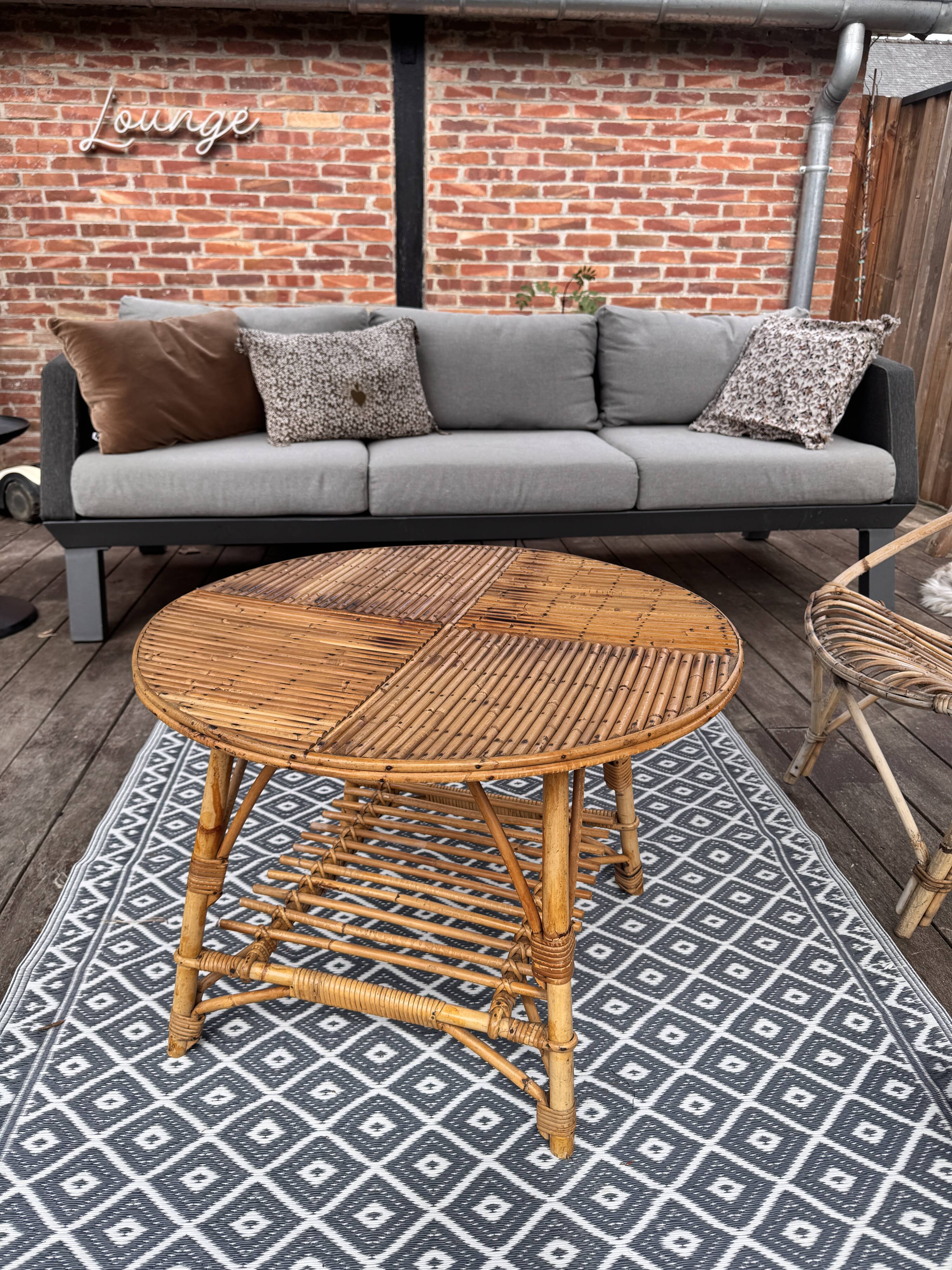 table basse rotin vintage, style Audoux et minet
