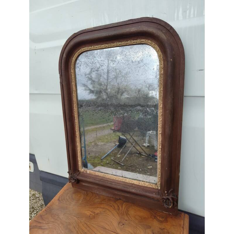 Miroir de cheminée 19ème bois et stuc