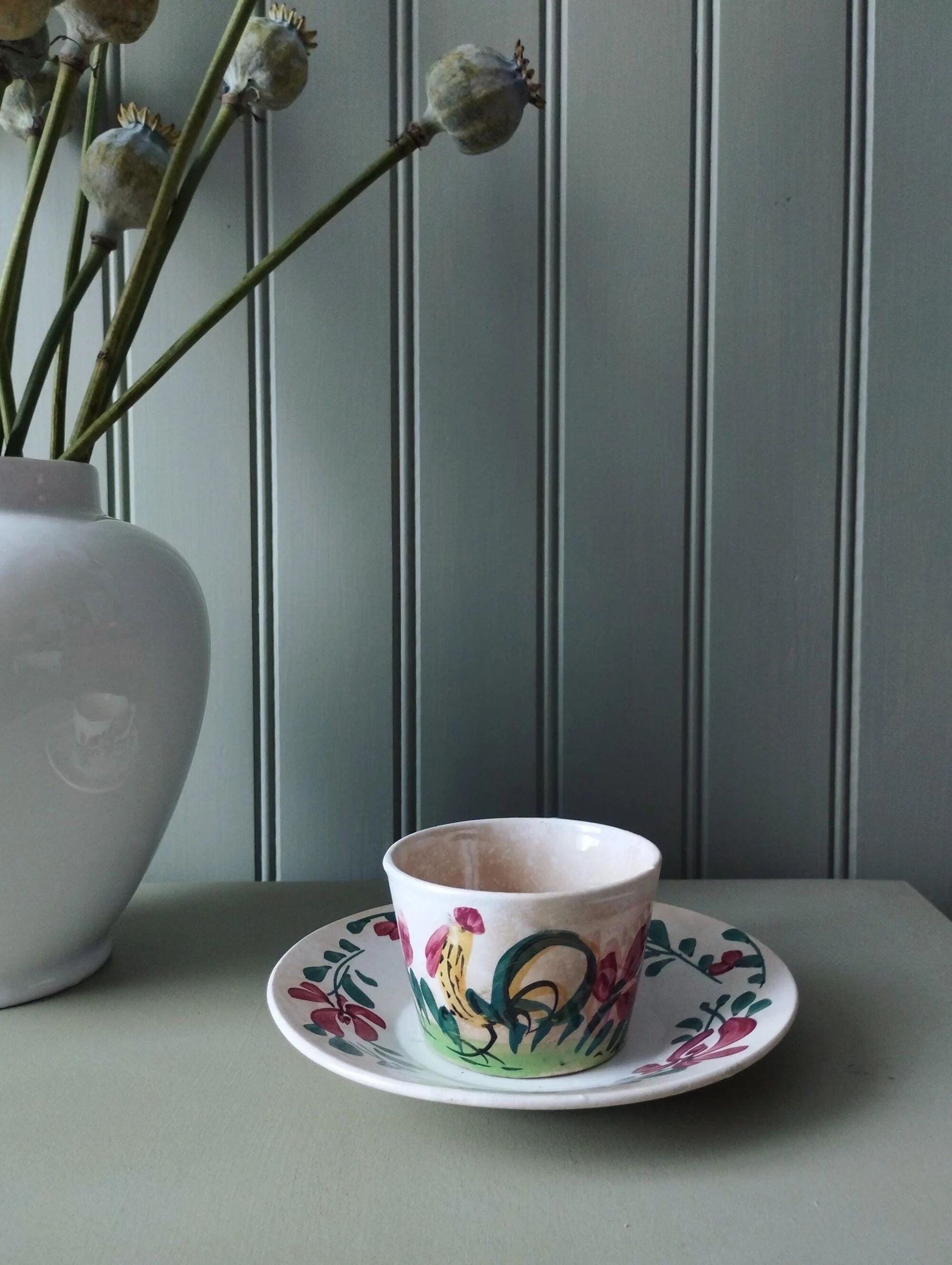 Cup and saucer Creil & Montereau "Rooster"