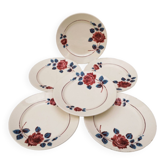 Assiettes plates porcelaine de Badonviller Rose