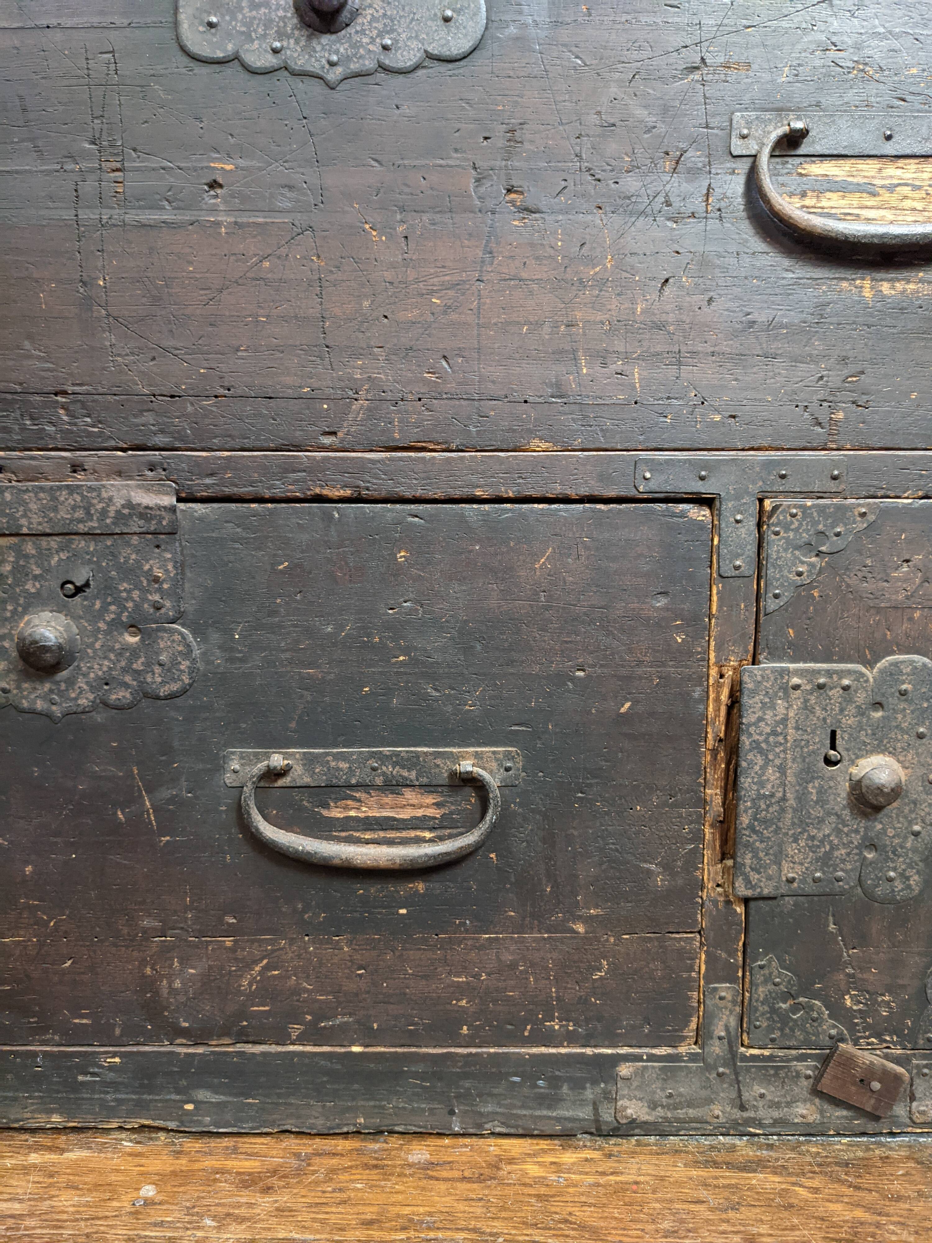 Tansu linen chest of drawers, japan, wabi sabi style, early nineteenth
