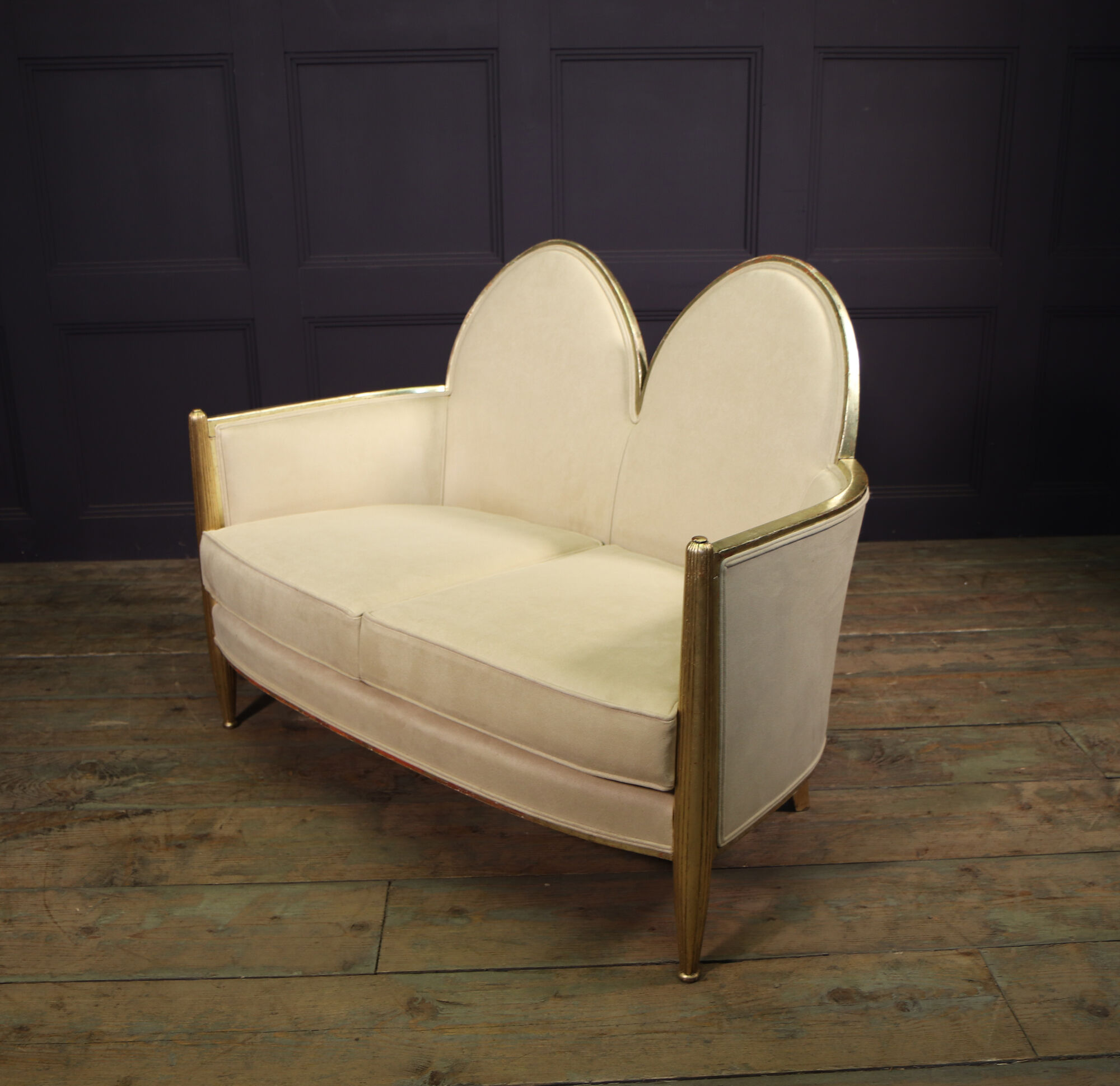 French Art Deco Sofa in Parcel Gilt wood