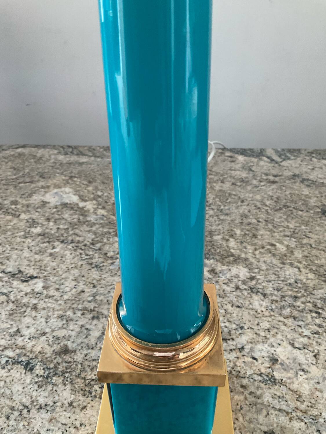 Vintage column lamp base in opaline and brass